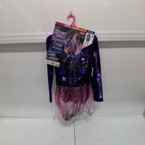 GIRL'S GOODMARK STARRY SKELLY SKELETON COSTUME - MEDIUM (8-10) - BLACK/ PURPLE/PINK (ITEM: CA31622M) image 2