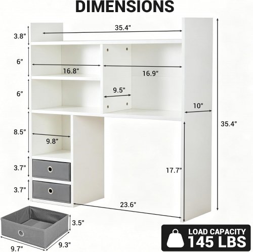 DELI HIGH CAPACITY DESK HUTCH ORGANIZER - WHITE (MODEL: AZ7011) image 2