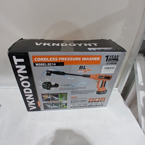 VKNDOYNT CORDLESS PRESSURE WASHER WITH 2 BATTERIES - 2000PSI - ORANGE (MODEL: SC14) image 5