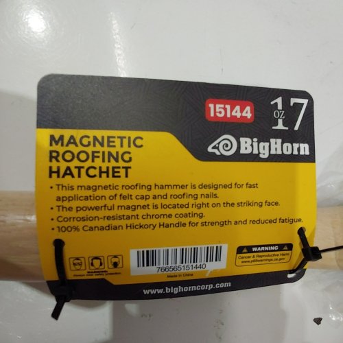 BIG HORN MAGNETIC ROOFING HATCHET - 17 OZ (MODEL: 15144) image 2