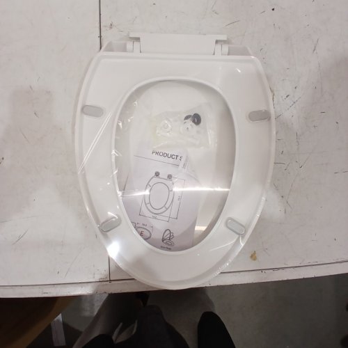 EILLBAR ELONGATED OVAL(OBLONG) TOILET SEAT WITH SOFT CLOSE - 18.5" - WHITE image 3