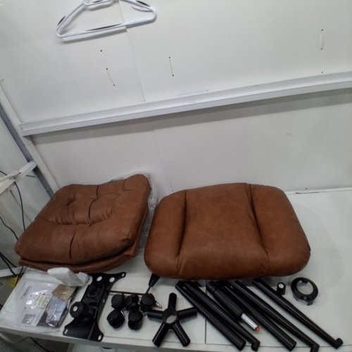 GARVEE CHENILLE SWIVEL ARMLESS OFFICE CHAIR WITH WHEELS - BROWN (MODEL: BGY-25407) image 3