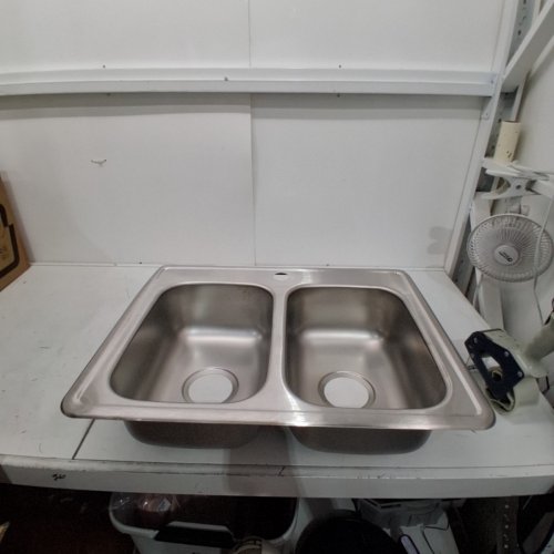 ELKAY STAINLESS STEEL DOUBLE BOWL 1-HOLE DROP IN SINK - 25" X 19" X 6-5/16" - SILVER image 2