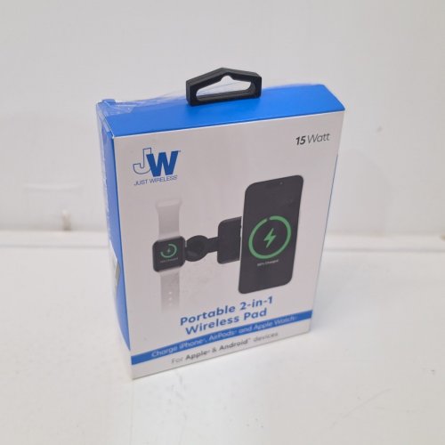 JUST WIRELESS 2-IN-1 PORTABLE WIRELESS CHARGING PAD FOR APPLE, ANDROID, AND APPLE WATCH - 15W - BLACK image 6