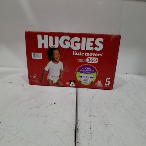 56PK HUGGIES LITTLE MOVERS HUGGFIT BABY DIAPERS WITH 360° WAISTBAND - SIZE 5 (MODEL: 5660200) image 3