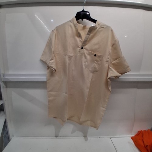 WOMEN'S SHORT SLEEVE HENLEY SHIRT - XXL - BEIGE image 2