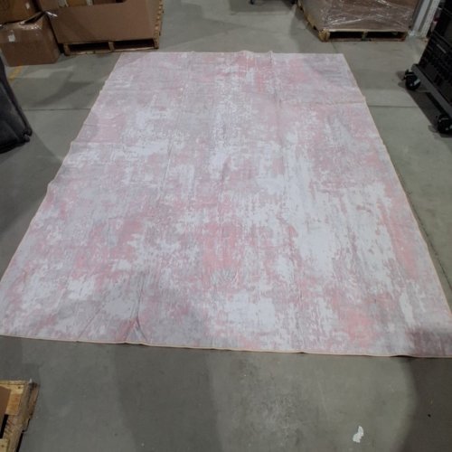 RELEANY WASHABLE NON-SLIP INDOOR MODERN ABSTRACT LOW PILE SOFT CARPET RUG - 8FT X 10FT - GREY/WHITE/PINK image 2