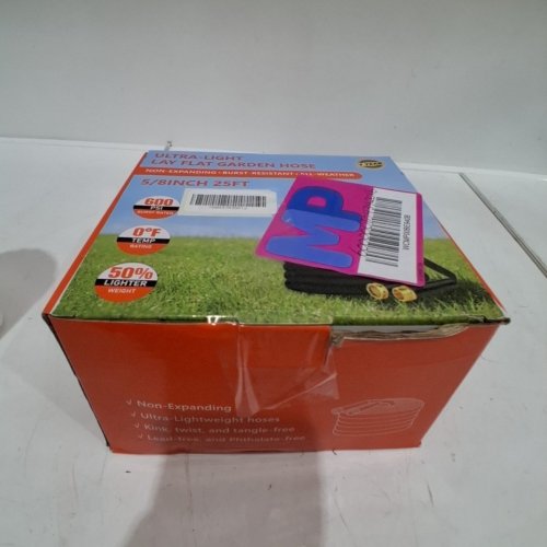 ULTRA-LIGHT LAY FLAT GARDEN HOSE - 5/8" X 25FT - 600 PSI - BLACK image 3