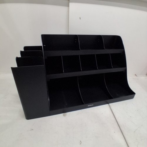 MIND READER CUP AND CONDIMENT STATION COUNTERTOP ORGANIZER COFFEE BAR - BLACK - 24" X 11.49" X 12.51" (MODEL: COMORG2-BLK) image 2