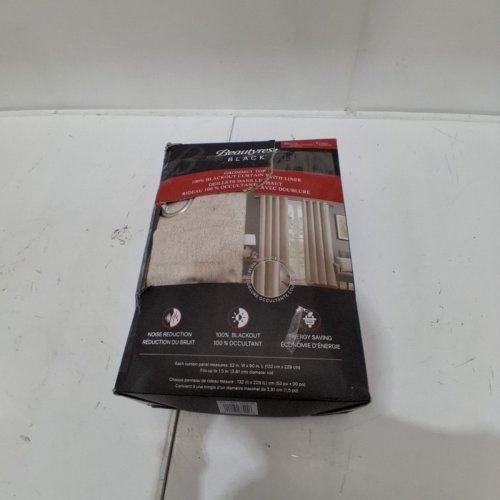 (2 PANEL) BEAUTYREST GROMMET TOP BLACKOUT CURTAIN WITH LINER - 52" X 90" - LINEN (MODEL: 6699105) image 3