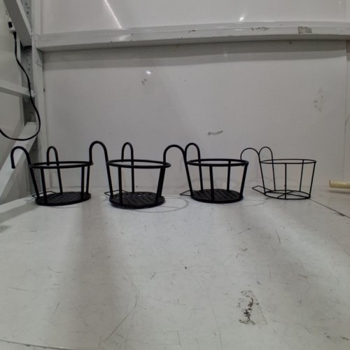 4PC METAL HANGING BASKET/POTHOLDER SET - 7"X 4" - BLACK image 2