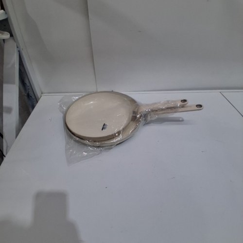 2PC GREENPAN RIO ADVANCED CERAMIC NONSTICK FRYING PANS - 12" & 10" - CREAM (MODEL: B258) image 6