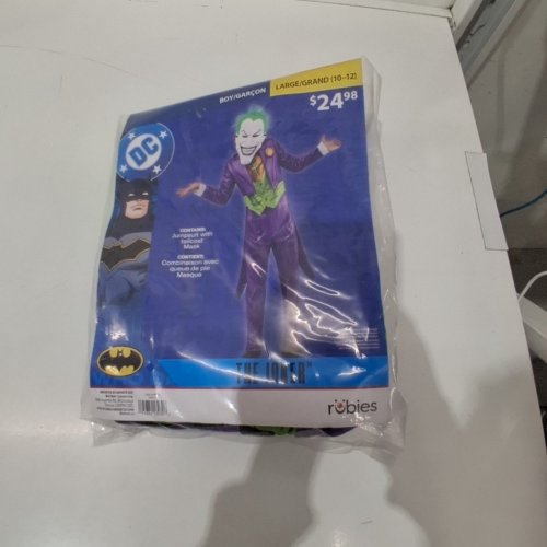 2PC BOYS RUBIES JOKER COSTUME WITH MASK - LARGE (10/12)- PURPLE / GREEN image 2
