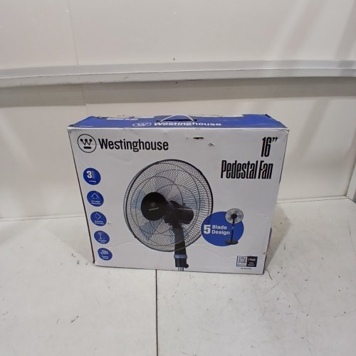 WESTINGHOUSE ADJUSTABLE HEIGHT OSCILLATING PEDESTAL FAN - 16" - BLACK/BLUE (MODEL: WSFSB1601BL) image 8