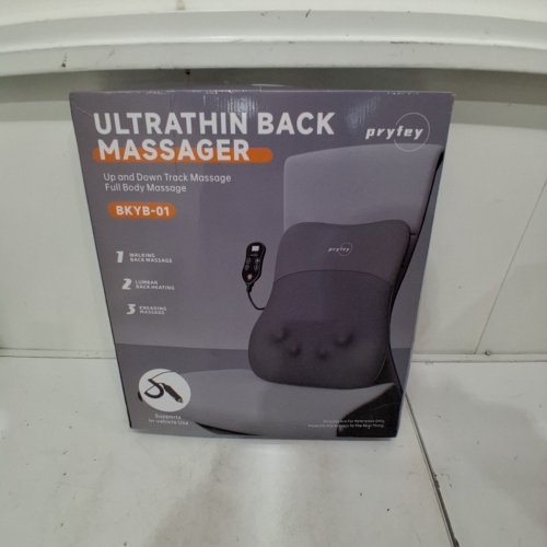 PRYFEY HEATED ULTRATHIN BACK MASSAGER WITH 4D KNEADING - 17" X 21" - GREY (MODEL: BKYB-01) image 4