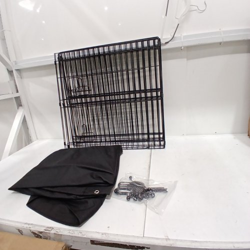 8-PANEL METAL FOLDABLE DOG PLAYPEN FOR INDOOR AND OUTDOOR WITH BOTTOM PAD & TOP COVER - 30" H X 24" W - BLACK (MODEL: TT-PP1006M-FC) image 2