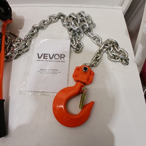 HEAVY DUTY MANUAL LEVER CHAIN HOIST WITH 360°ROTATING HOOKS - 10FT - 3-TON MAX - ORANGE (MODEL: HSH-3T-3M) image 3