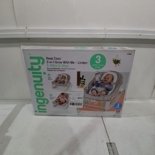 INGENUITY KEEP COZY 3-IN-1 GROW WITH ME VIBRATING BABY BOUNCER SEAT & ROCKER - 6-40LBS - LINDEN (MODEL: 17499) image 4
