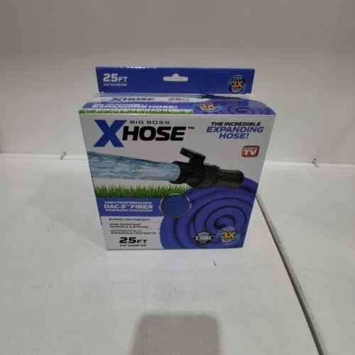 BIG BOSS XHOSE PRO DAC-5 HIGH PERFORMANCE LIGHTWEIGHT EXPANDABLE GARDEN HOSE WITH BRASS FITTINGS, 25FT - BLUE image 4