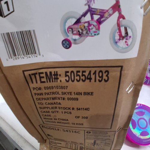 HUFFY PAW PATROL FEATURING SKYE YOUTH TRAINING WHEEL BIKE - 14" - 4 - 6 YEARS - PINK image 2