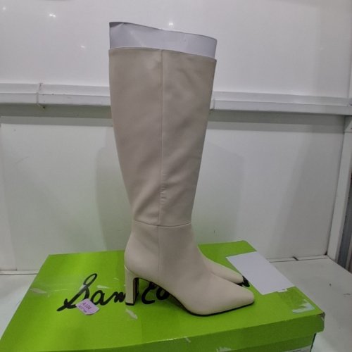 WOMEN'S SAM EDELMAN SYLVIA KNEE-HIGH HALF-ZIP LEATHER BOOTS - SIZE 10 WIDE CALF - IVORY (STYLE: I8274LG101) image 2