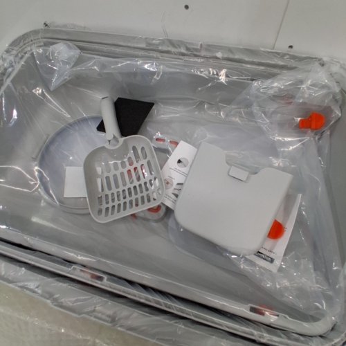 STAINLESS STEEL CAT LITTER BOX WITH LID - STAINLESS STEEL/ORANGE image 3