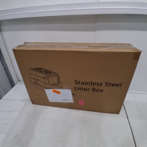 STAINLESS STEEL CAT LITTER BOX WITH LID - STAINLESS STEEL/ORANGE image 4
