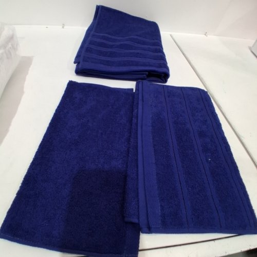 3PC HITIME COTTON TOWELS SET - DARK BLUE image 2