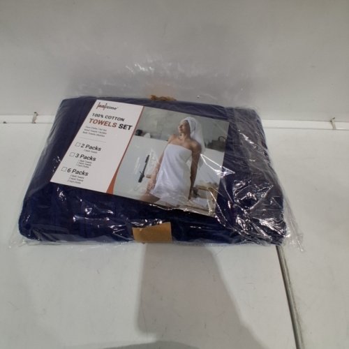 3PC HITIME COTTON TOWELS SET - DARK BLUE image 5