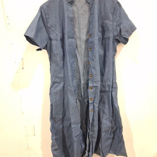 WOMEN'S SHORT SLEEVE BUTTON FRONT JEAN DRESS - EXTRA LARGE - BLUE image 2