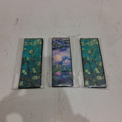 6PC LEATHER BOOKMARKS WITH STRING - ASSORTED FLORAL DESIGNS image 2