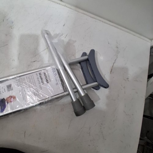 2PK BIOS ADJUSTABLE ALUMINUM CRUTCHES - ADULT LG, FOR 5'5" - 6'6" - GREY (MODEL: 56035) image 4