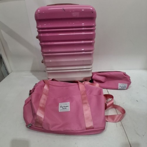 3PC LONG VACATION LUGGAGE SET - 10/16/20 - PINK AND WHITE (MODEL: LUGGAGE LV402) image 2