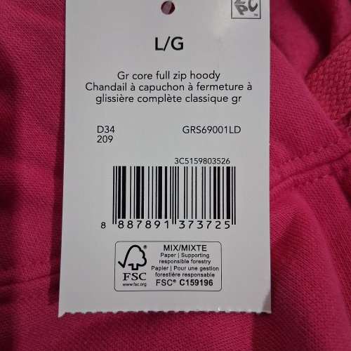 WOMEN'S GEORGE FULL ZIP HOODIE - LARGE - PINK (STYLE: GRS69001LD) image 2