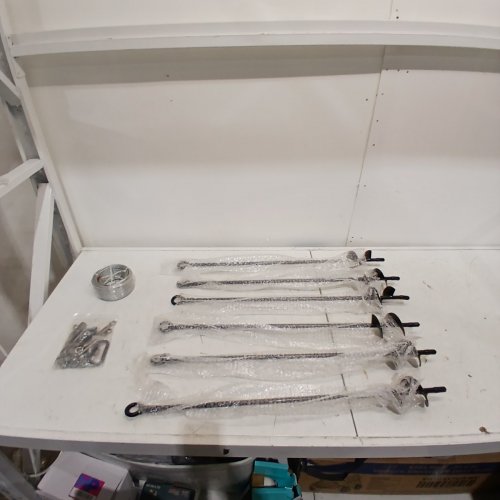 6PK HANNGER LONG GROUND ANCHORS KIT WITH 3/16" GALVANIZED CABLE & TURNBUCKLES/SNAP HOOKS - 30" - BLACK image 6
