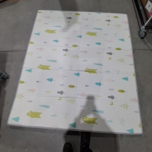 BABY PLAYPEN/FENCE - INDOOR/OUTDOOR ACTIVITY CENTER WITH REVERSIBLE PATTERNED MAT LINER - 59" X 71" - BEIGE (MODEL: PLAYPEN-GRAY-01) image 4