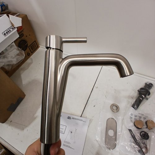 NICOLI SINGLE HANDLE BATHROOM FAUCET - BRUSHED NICKEL (MODEL: 15849LF-SS) image 4