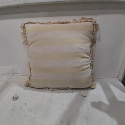 THRESHOLD OVERSIZED HEATHER SQUARE THROW PILLOW - 24" X 24" - BEIGE WITH STRIPES image 2