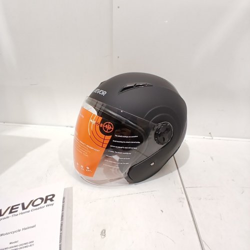 ADULT UNISEX 3/4-FACE MOTORCYCLE HELMET WITH CLEAR VISOR AND DETACHABLE LINER - LARGE - BLACK - (MODEL: MD-207) image 2
