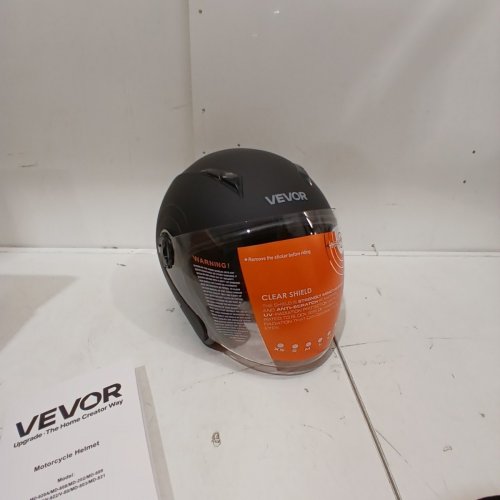 ADULT UNISEX 3/4-FACE MOTORCYCLE HELMET WITH CLEAR VISOR AND DETACHABLE LINER - LARGE - BLACK - (MODEL: MD-207) image 3