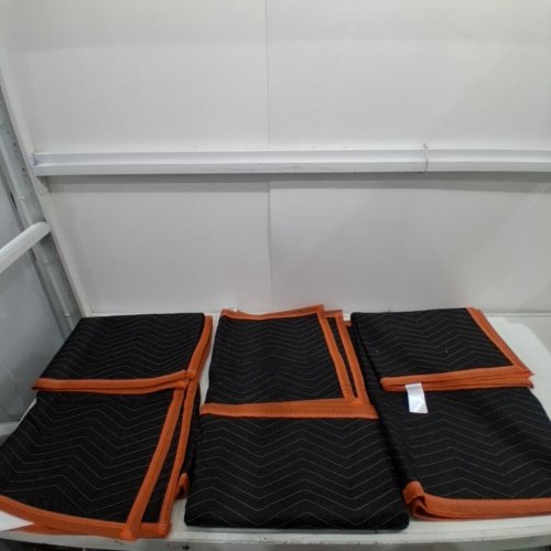 6PK AMAZON BASICS MOVING BLANKETS - 72" X 40" - BLACK/ORANGE image 2