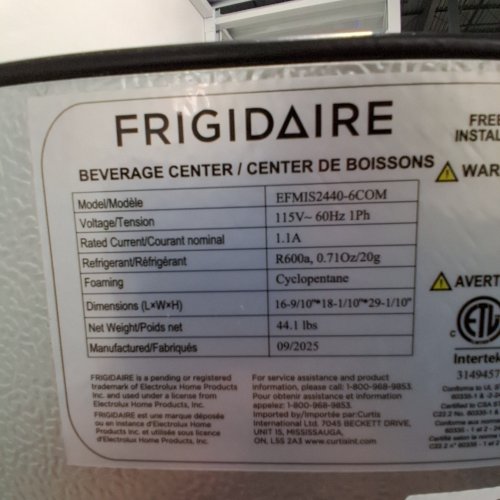 FRIGIDAIRE GLASS DOOR BEVERAGE CENTER REFRIGERATOR - 2.4 CU.FT, 89 CAN CAPACITY - BLACK - (MODEL: EFMIS2440-6COM) image 4