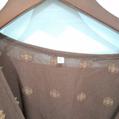 WOMEN'S FLORAL RUFFLE SLEEVE DRESS - LARGE - BROWN image 3