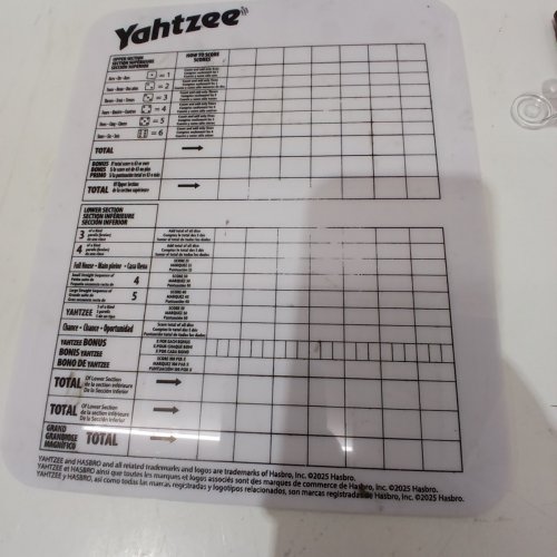HASBRO - GIANT YAHTZEE GAME WITH EXTRA-LARGE FOAM DICE AND A CONVENIENT PLASTIC BUCKET FOR STORAGE - AGES 8+ - RED (MODEL: 1872245) image 3
