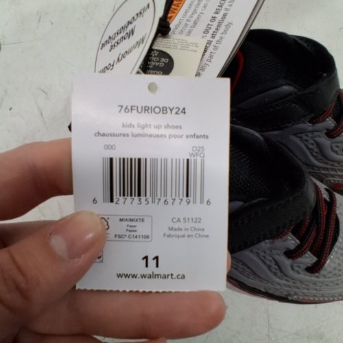 BOY'S ATHLETIC WORKS LIGHT UP SNEAKER VELCRO SHOES - 11 - GRAY BLACK RED (STYLE: 76FURIOBY24) image 2