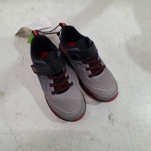 BOY'S ATHLETIC WORKS LIGHT UP SNEAKER VELCRO SHOES - 11 - GRAY BLACK RED (STYLE: 76FURIOBY24) image 3