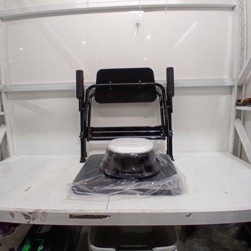 FOLDABLE COMMODE CHAIR TOILET WITH U-SHAPED CUSHION - BLACK image 2