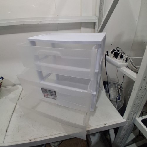STERILITE 29308001, 3-DRAWER WIDE CART, 1 QUANTITY, WHITE WITH SEE-THROUGH DRAWERS image 3