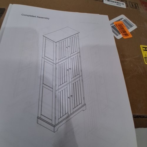 CHOOCHOO TALL BATHROOM STORAGE CABINET WITH 6 DOORS AND ADJUSTABLE SHELVES - 11.8" X 23.6" X 63" - WHITE (MODEL: SC2503-WH) image 2