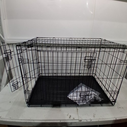 MIDWEST ICRATE DOUBLE DOOR FOLDING METAL DOG CRATE WITH DIVIDER PANEL, FLOOR PROTECTING FEET, AND LEAK-PROOF DOG TRAY - 36" X 23" X 25" - BLACK (MODEL:1536DDU) image 3